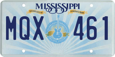 MS license plate MQX461