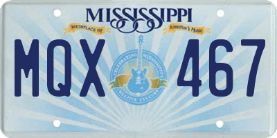 MS license plate MQX467