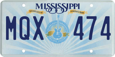MS license plate MQX474