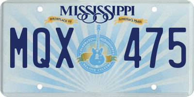 MS license plate MQX475