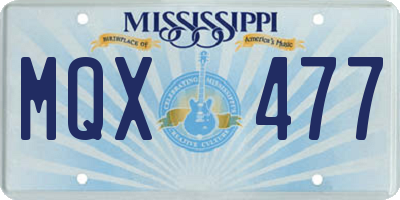 MS license plate MQX477