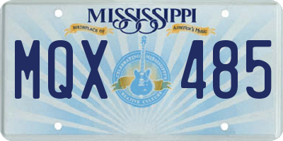 MS license plate MQX485