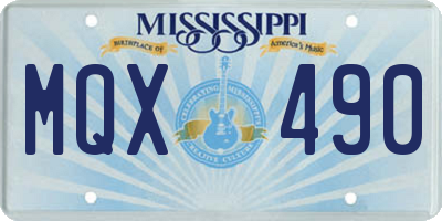 MS license plate MQX490