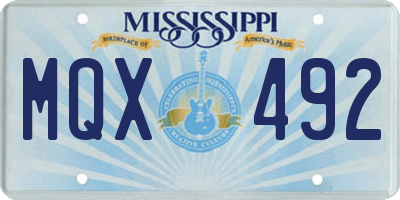 MS license plate MQX492