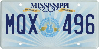 MS license plate MQX496