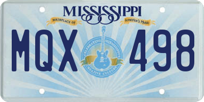 MS license plate MQX498
