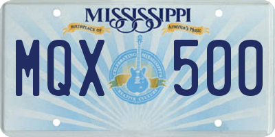 MS license plate MQX500