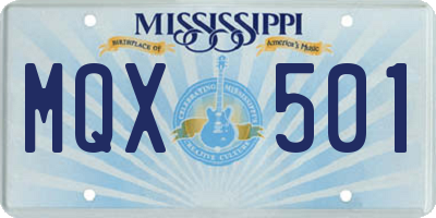 MS license plate MQX501