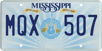 MS license plate MQX507