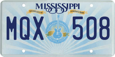 MS license plate MQX508