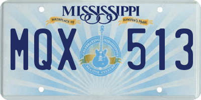 MS license plate MQX513