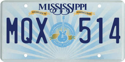 MS license plate MQX514