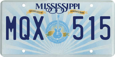 MS license plate MQX515