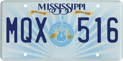 MS license plate MQX516
