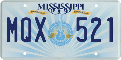 MS license plate MQX521