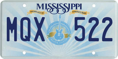 MS license plate MQX522