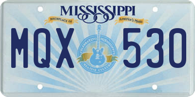 MS license plate MQX530