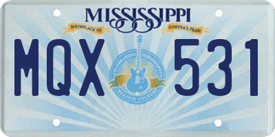 MS license plate MQX531