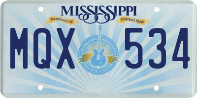 MS license plate MQX534