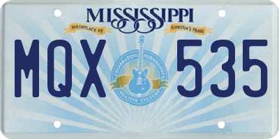 MS license plate MQX535