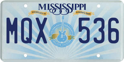 MS license plate MQX536