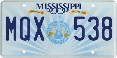 MS license plate MQX538