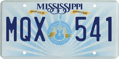 MS license plate MQX541