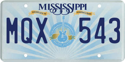 MS license plate MQX543