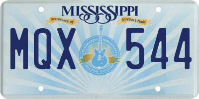 MS license plate MQX544