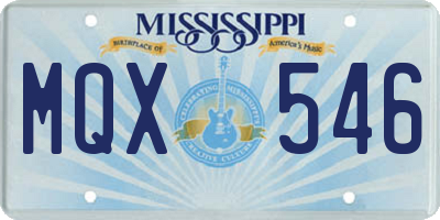 MS license plate MQX546
