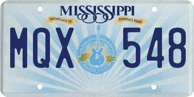 MS license plate MQX548