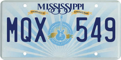 MS license plate MQX549