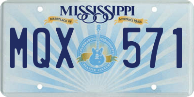 MS license plate MQX571