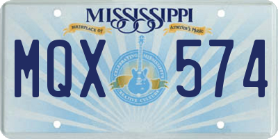 MS license plate MQX574