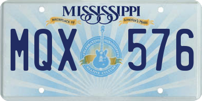 MS license plate MQX576