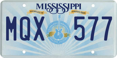 MS license plate MQX577