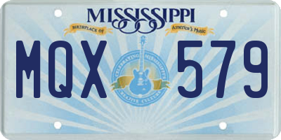 MS license plate MQX579