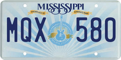 MS license plate MQX580