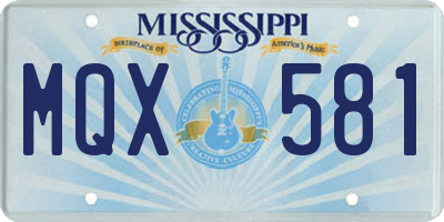 MS license plate MQX581