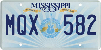 MS license plate MQX582