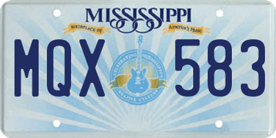 MS license plate MQX583