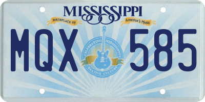 MS license plate MQX585