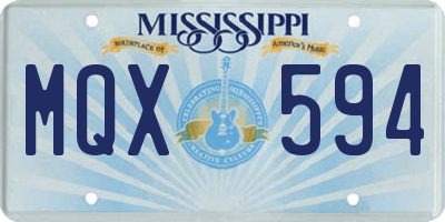 MS license plate MQX594