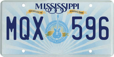 MS license plate MQX596