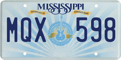 MS license plate MQX598