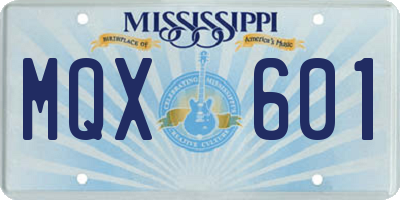 MS license plate MQX601