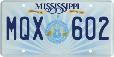 MS license plate MQX602