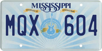 MS license plate MQX604