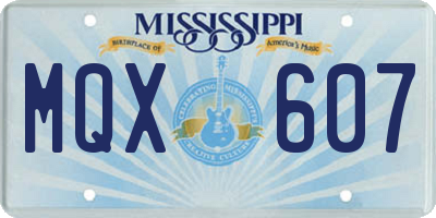 MS license plate MQX607