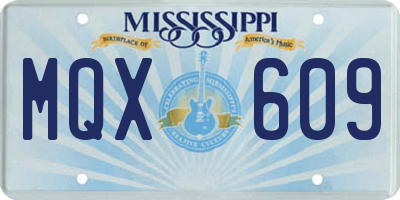 MS license plate MQX609